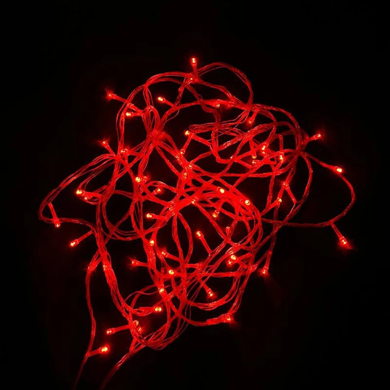 Гирлянда эл. 10м 100LED красный плоская вилка 110В JC-15345 (100)