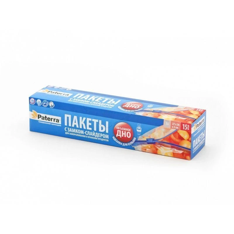 Пакеты для хранения и заморозки со слайдером 3л/15шт.  27*26*2см (24)