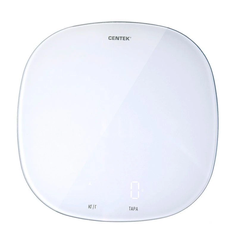 Весы кухонные электронные стекло 5кг Centek CT-2482 18*18см, LCD белые (12)