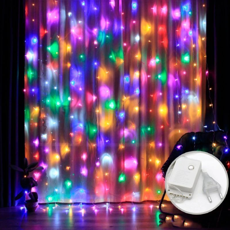 Гирлянда светодиодная Занавес 3*2м 240LED 8 режимов разноцветная GN15 (50)
