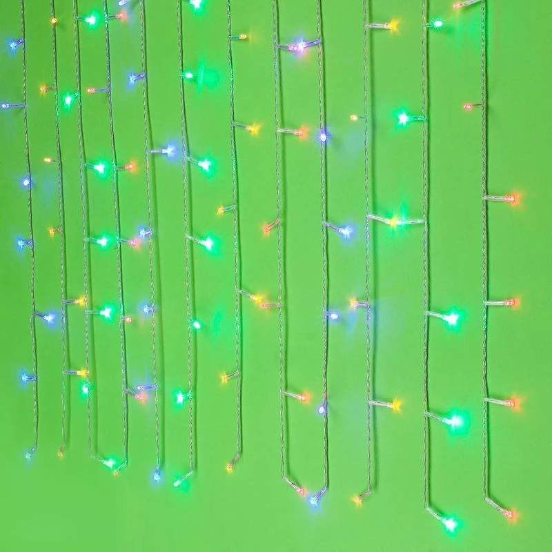 Гирлянда эл. Бахрома ПВХ 3*0,7м 96LED мультицвет, 8 реж, прозр., коннектор, 220В (100)