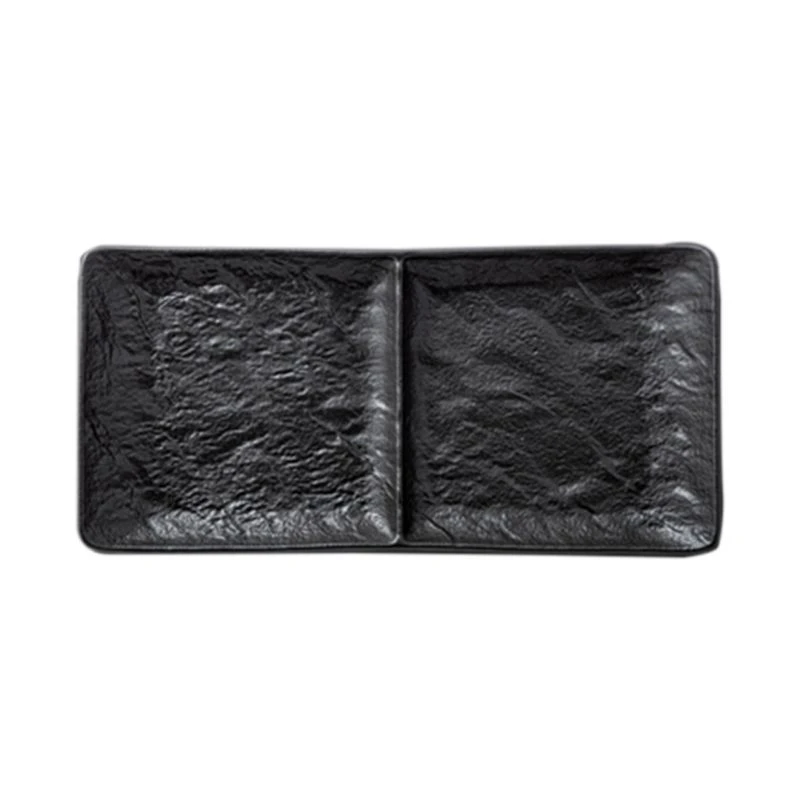 Блюдо 2 секции 27*13см фарфор Slatestone черный прямоугольное WL-661135/A (3/24)