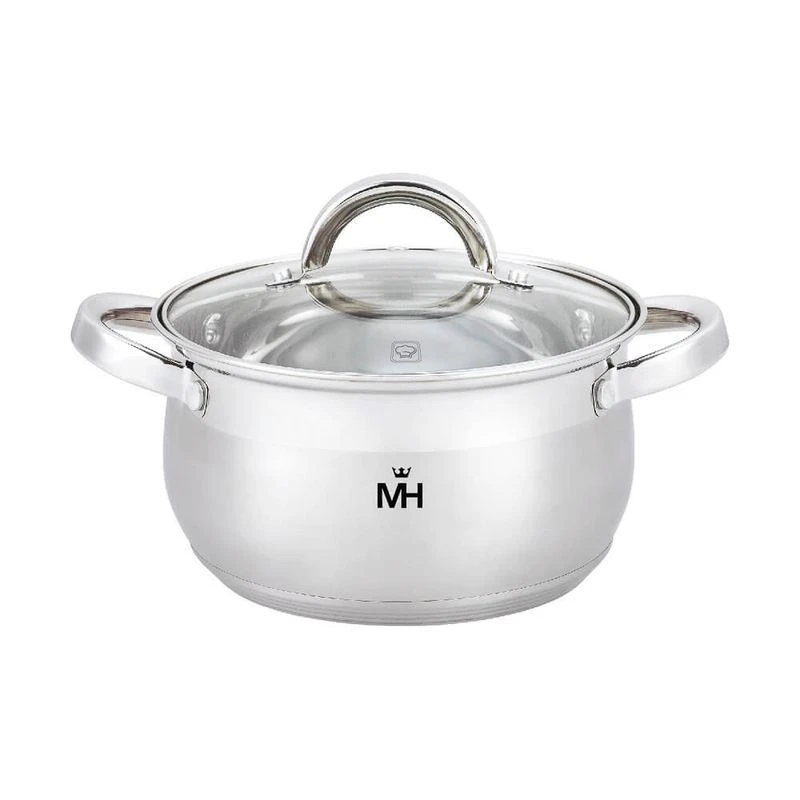 Кастрюля 6,1л h14,5см нерж.сталь стекл.крышка 24см индукция MercuryHaus MC-1628 Belly (6)
