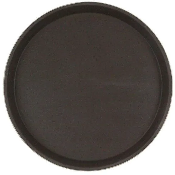 Поднос 40см стекловолокно коричневый прорезиненый круглый 1600CT Brown кт03 (12)