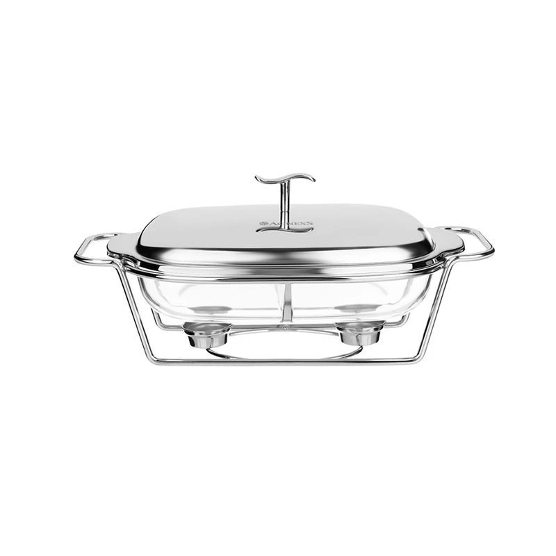 Мармит 2,45л стекло на мет.подставке 2 отсека Silver (6)