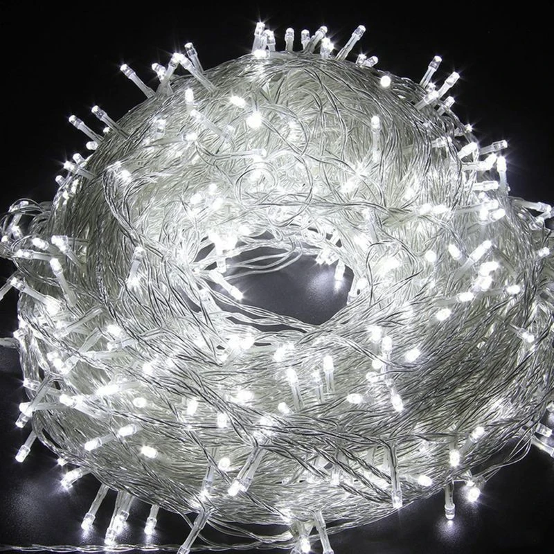 Гирлянда светодиодная Шнур 10м 100LED холодный белый 8 режимов L112 (100)