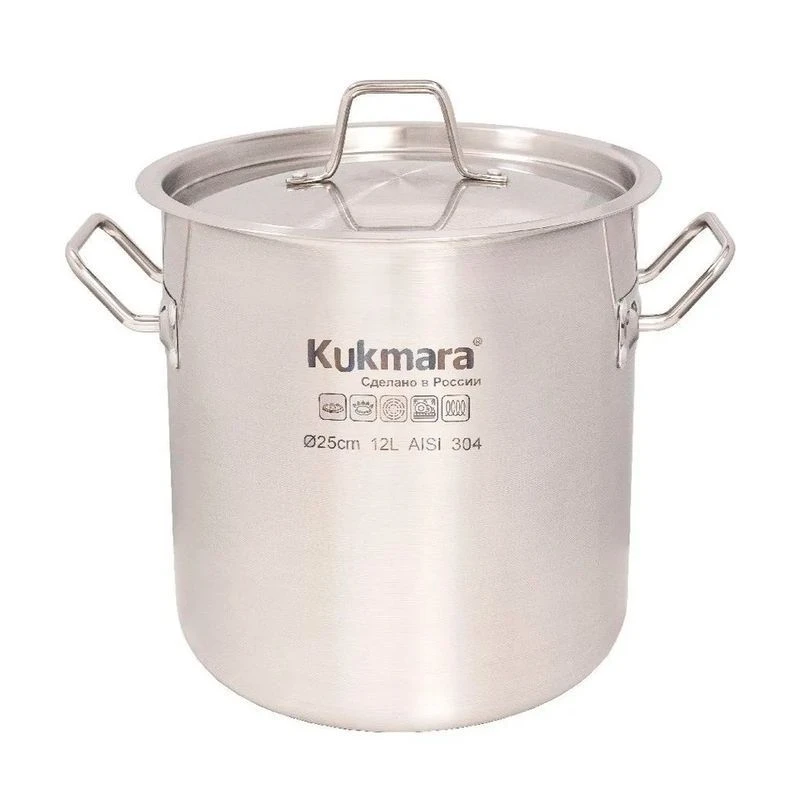 Котел 12л нерж.сталь HoReCa с мет.крышкой d25* h26,5см / HRC-SP12025M (1)