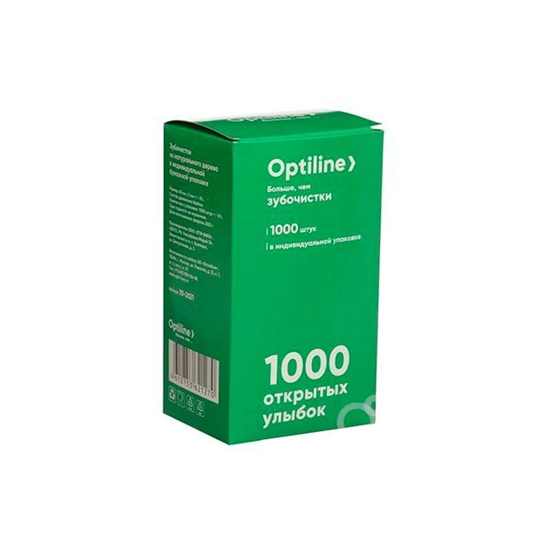 Зубочистки 1000шт дерево в инд. бум. уп OptiLine (40)
