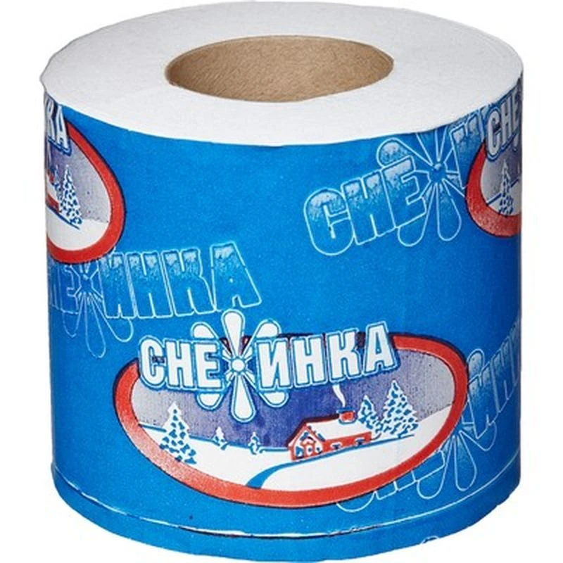 Бумага туалетная СНЕЖИНКА белая 1-слойная с втулкой (50)