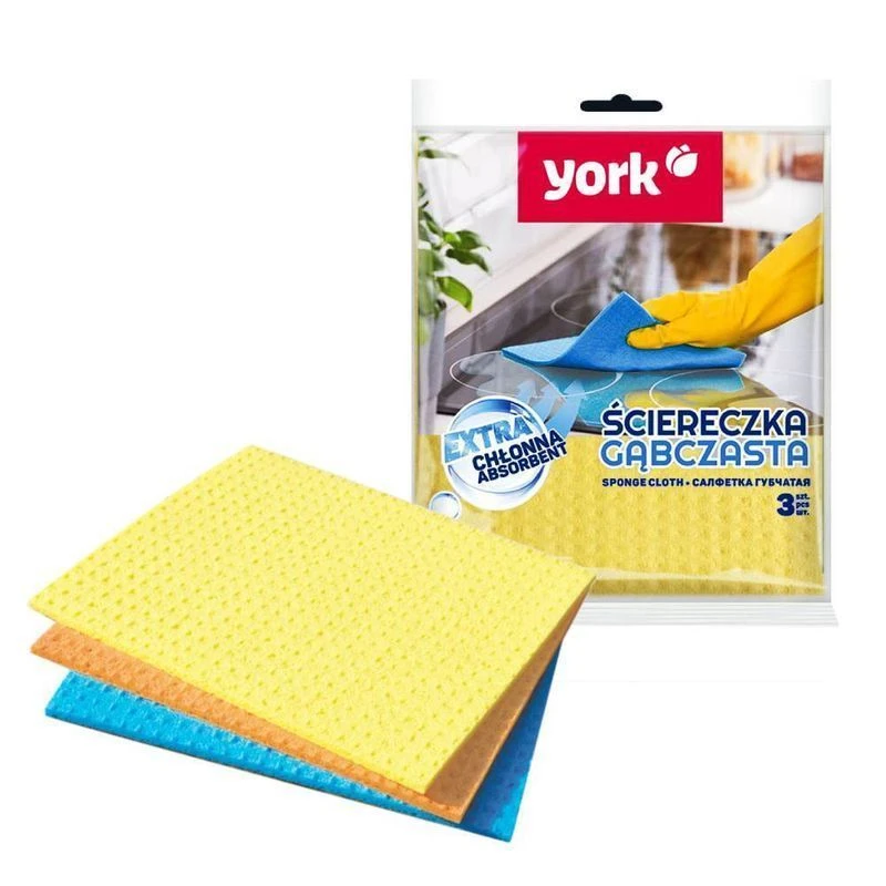 Салфетка губчатая 3шт 17,5*15,5см YORK (25)
