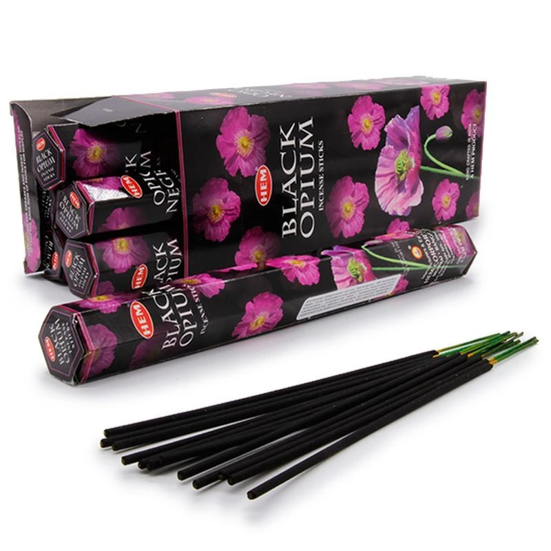 Благовония шестигранник 20 палочек HEM Black Opium Черный опиум 186BOp (6)