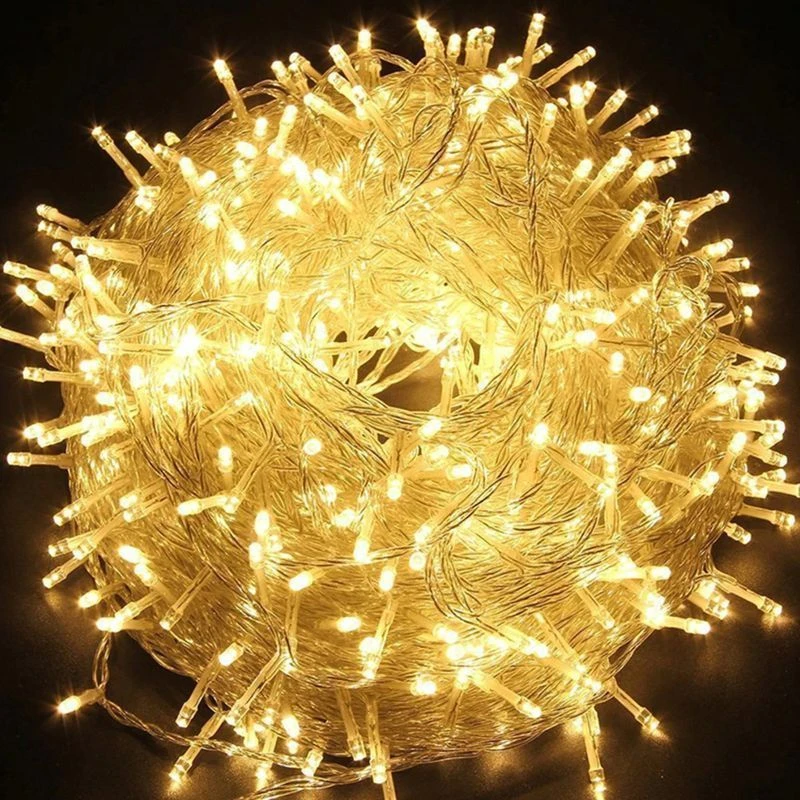 Гирлянда светодиодная Шнур 10м 100LED теплый белый 8 режимов L111 (100)