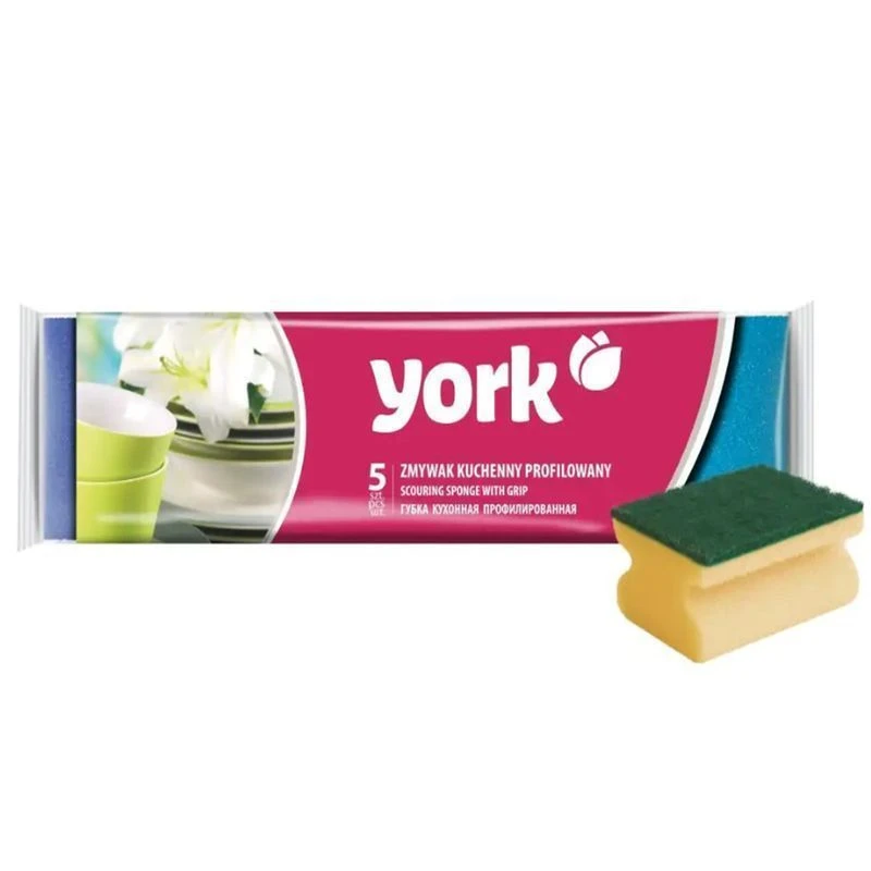 Губка для посуды 5шт поролон профилированная YORK (45)
