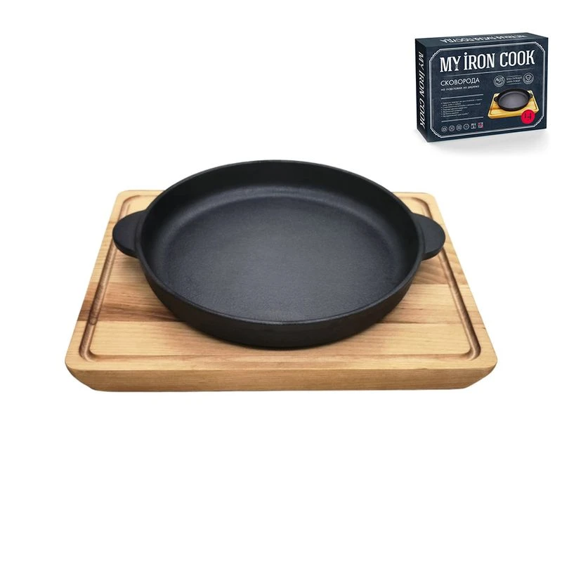 Сковорода 14см чугун с 2 ручками на подставке TM MY REAL IRON COOK MC2140W
