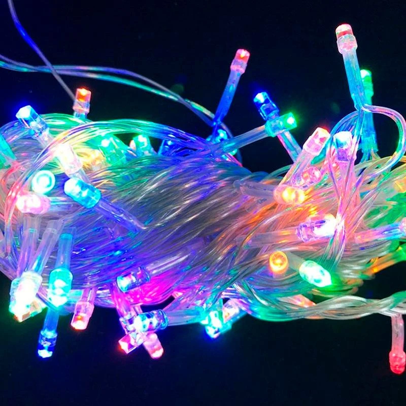 Гирлянда эл. 5м 50LED разноцветная, белый провод JC-16572 (100)