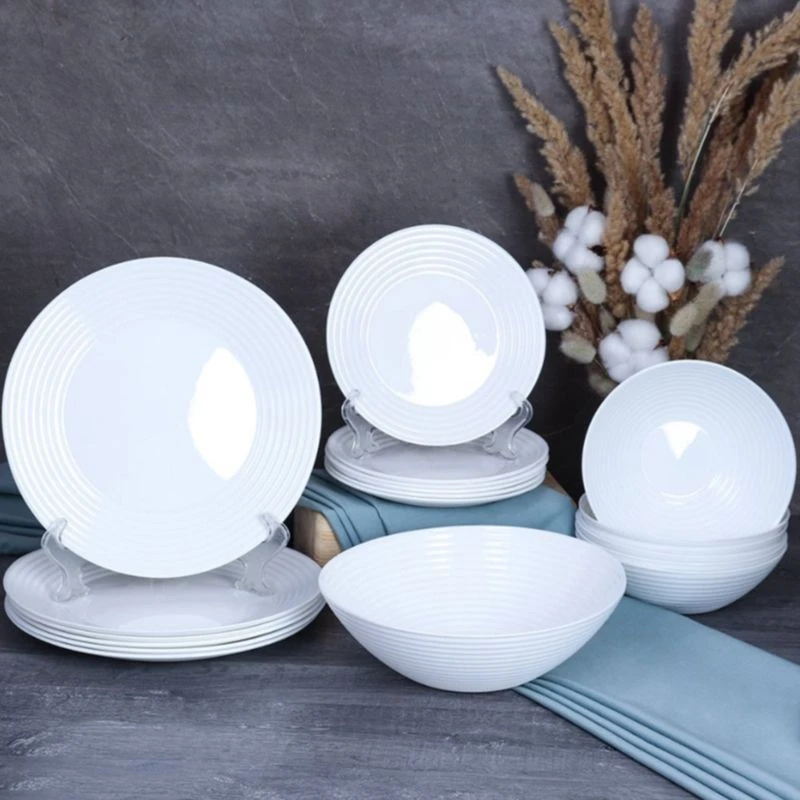 Столовый набор 19пр стеклокерамика белый рифленый W-19/751027001800 (WHITE) (2)