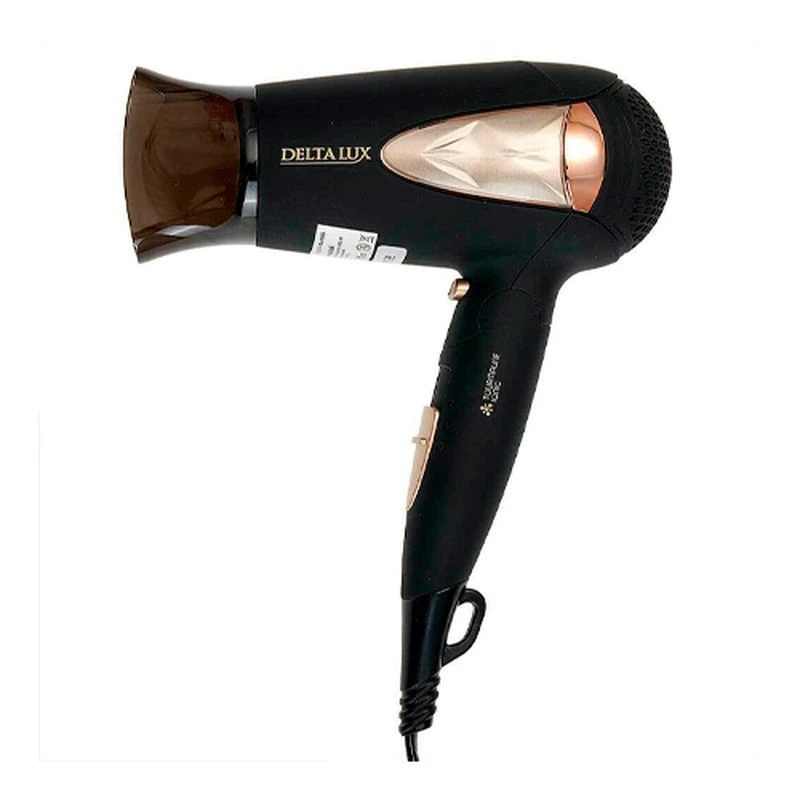Фен складной пластик DELTA LUX DL-0935 черно-золотой 1400Вт (24)