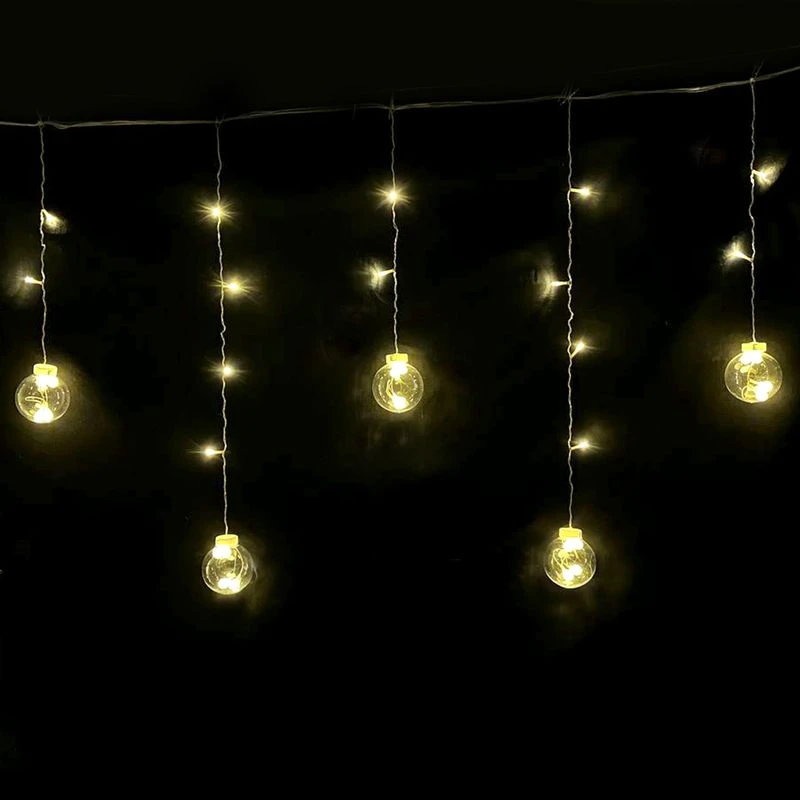 Гирлянда эл. Бахрома Шары 2,5*0,85м 108LED теплый белый шнур 1м цв.уп JC-15333 (24)