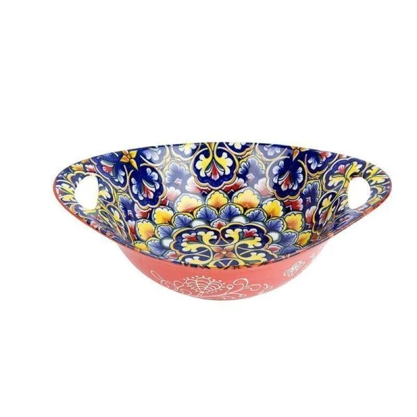 Салатник 22,7*15,2*6,6см фарфор Arabesque красный с ручками овальный (48)