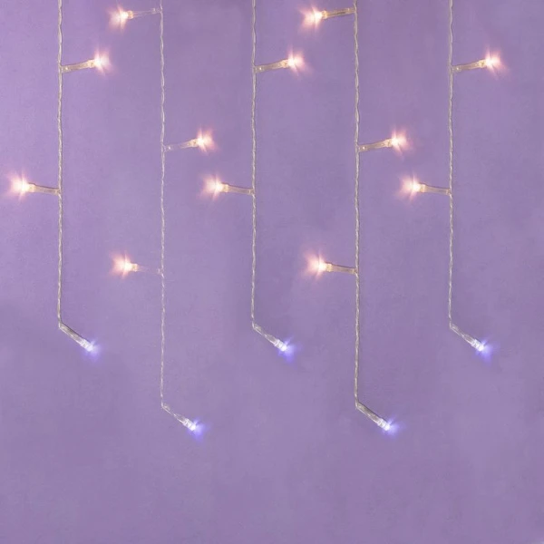 Гирлянда эл. Бахрома ПВХ 3*0,5*0,7м 96LED шампань пост.свечение прозрач, коннект 220В (100)