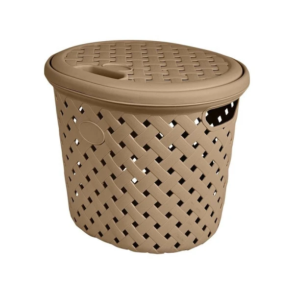 Корзина для белья 14л 325*280*280мм пластик Rattan шоколадный мокко (10)