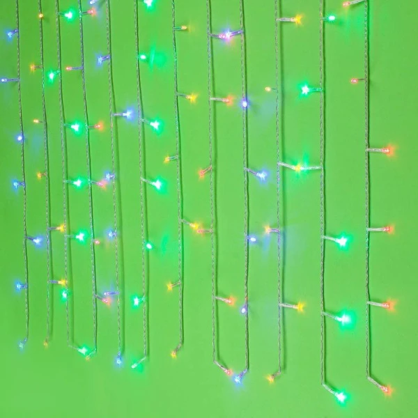 Гирлянда эл. Бахрома ПВХ 3*0,7м 96LED мультицвет, 8 реж, прозр., коннектор, 220В (100)
