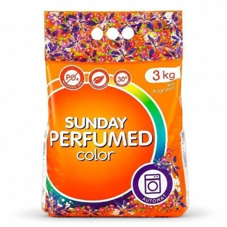 Порошок стиральный 3кг SUNDAY парфюмир. для цветного белья автомат (5)