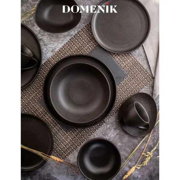 Тарелка глубокая 600мл 20см фарфор ROCK BLACK суповая DM8021 (6)