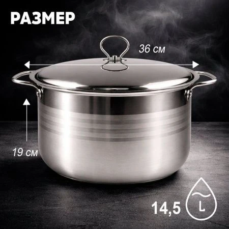 Набор кастрюль 6пр (8,5/10,5/11,5/13,5/14,5/16,5л) нерж.сталь с мет.крышками JC-181