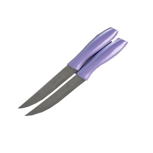 Ножи набор 2шт 10,5/21см нерж.сталь фиолетовый (600) JC-15556