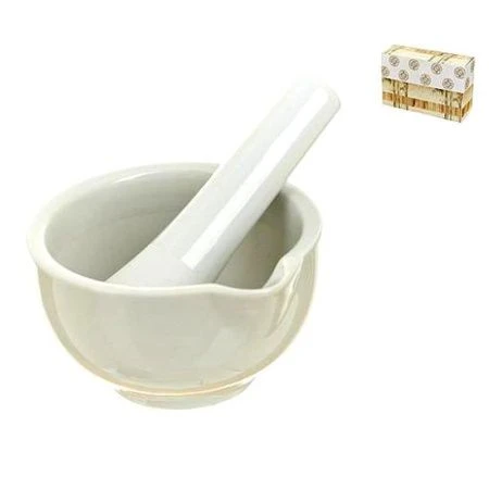 Ступка с пестиком 8*5см пестик 9,5см фарфор Naturel подар.уп. (72)