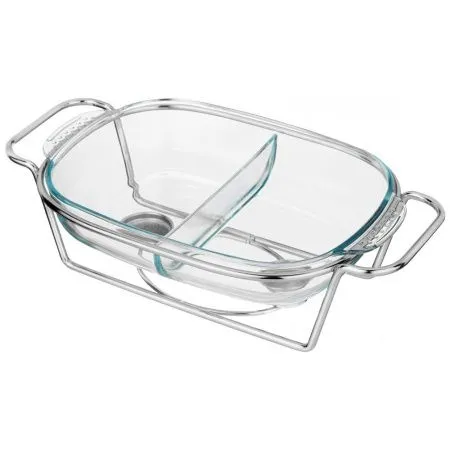 Мармит 2,45л стекло на мет.подставке 2 отсека Silver (6)