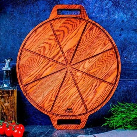 Доска для пиццы 35*2см дуб круглая с ручками подар.уп. TIMBERRY (1)