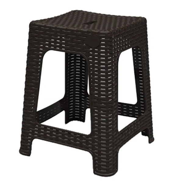 Табурет квадратный 36,3*36,3*44,8см пластик Rattan горячий шоколад/венге (5)