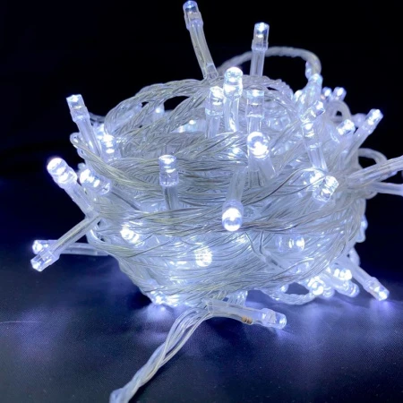 Гирлянда эл. 5м 50LED холодный белый, черный провод JC-16578 (100)