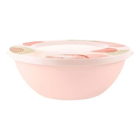 Миска 3л пластик Pastel с крышкой декор персиковая карамель (20)