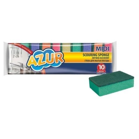 Губка для посуды 10шт Миди AZUR (45)