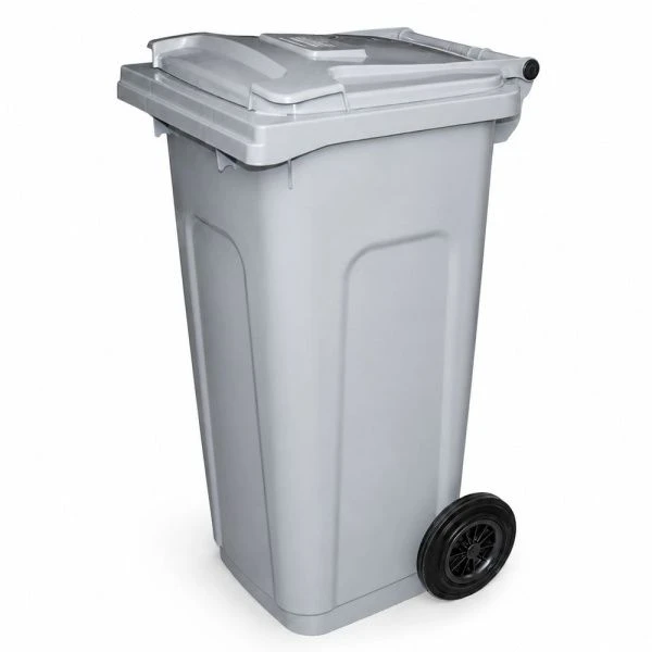 Бак для мусора 120л 48*55*100см пластик Profi серый на колесах (1)