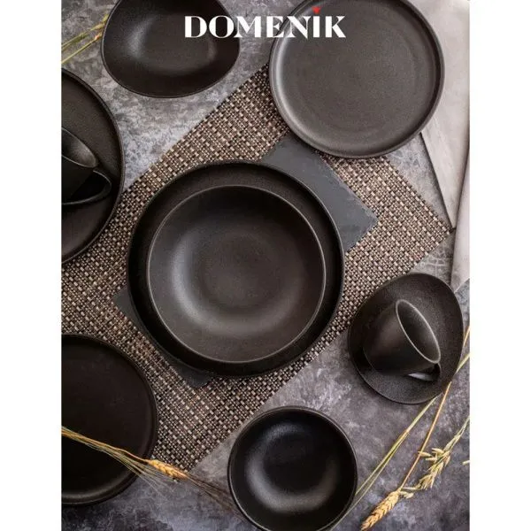 Тарелка глубокая 600мл 20см фарфор ROCK BLACK суповая DM8021 (6)