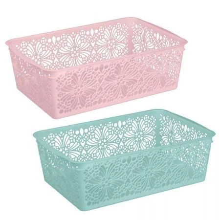 Корзина для хранения 25*15*7,5см пластик FLORAL универсальная  (Микс 1) (9)
