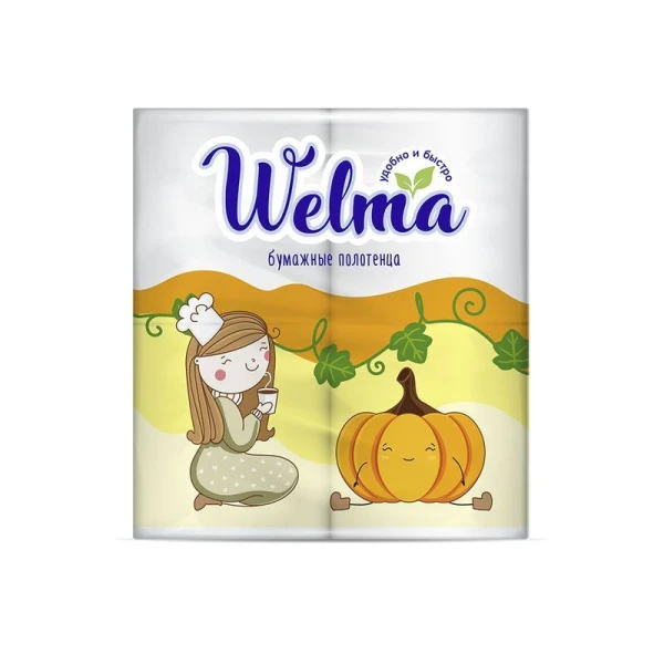 Полотенца бумажные WELMA 2-х слойные 2шт (12)