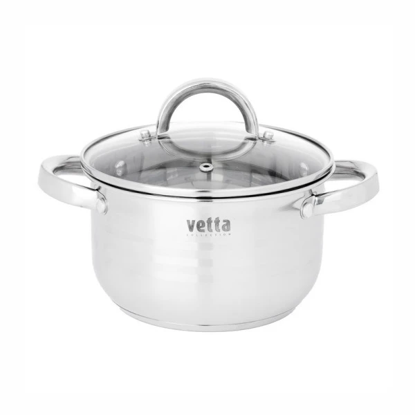 Кастрюля 2,9л нерж.сталь ФУЛТОН со стекл.крышкой 20см индукция (8)