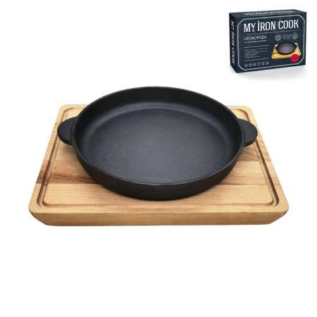 Сковорода 18см чугун с 2 ручками на подставке TM MY REAL IRON COOK MC2180W (6)