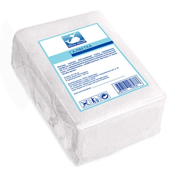 Салфетки вискоза/полиэфир White Whale спанлейс 100шт. 30*20см  40г/м2 (35)