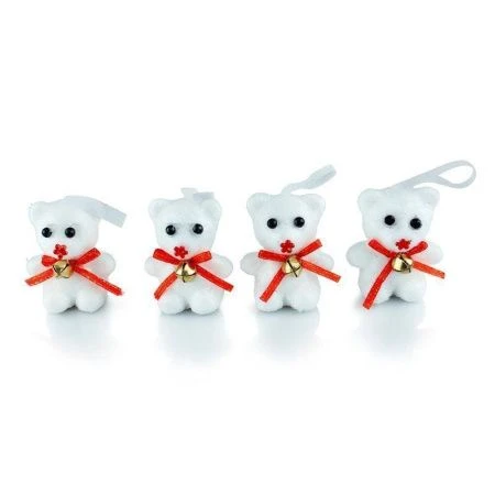 Игрушки новогодние на елку МИШКА набор 4шт 5*3см пенопласт OSJX24053/JC-16397 (480)