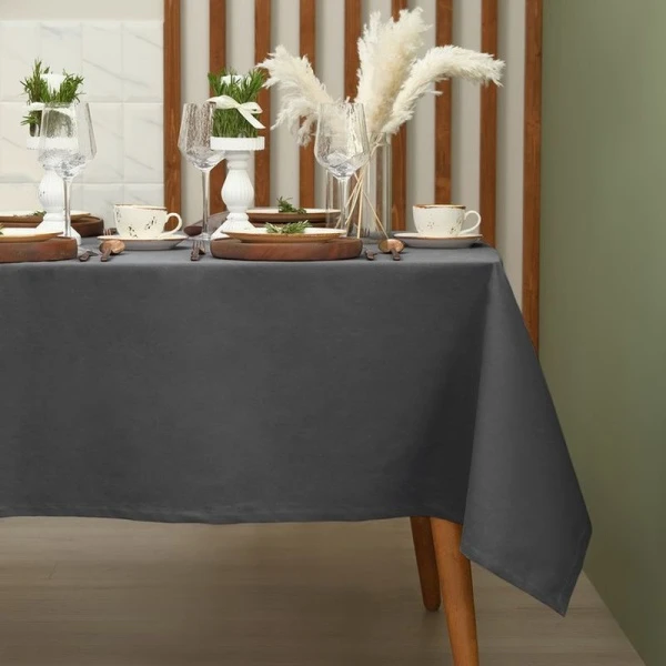Скатерть кухонная 150*110см саржа 100% хлопок Kitchen серый (30)