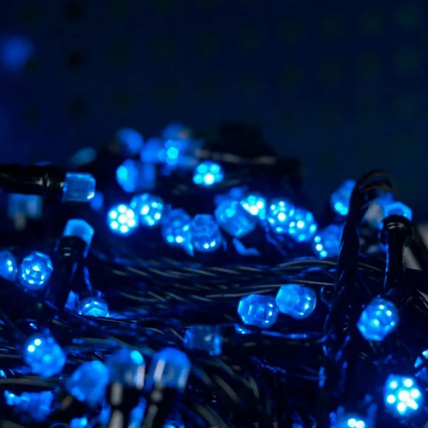 Гирлянда эл. 9,2м 100LED синий, черный провод JC-16589 (100)