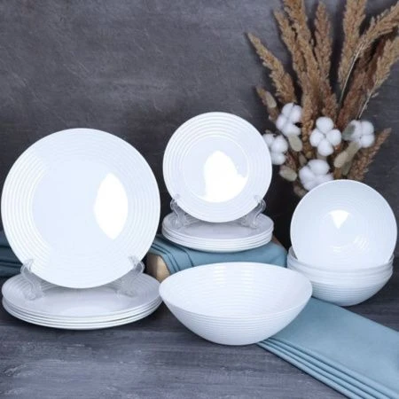 Столовый набор 19пр стеклокерамика белый рифленый W-19/751027001800 (WHITE) (2)