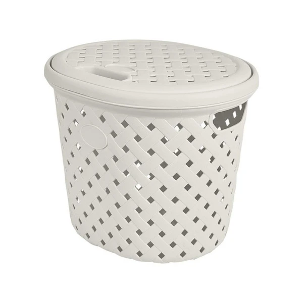 Корзина для белья 14л 325*280*280мм пластик Rattan молочный туман (10)