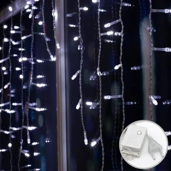 Гирлянда светодиодная Дождь бахрома 2*1,5м 120LED холодный белый GT618 (100)